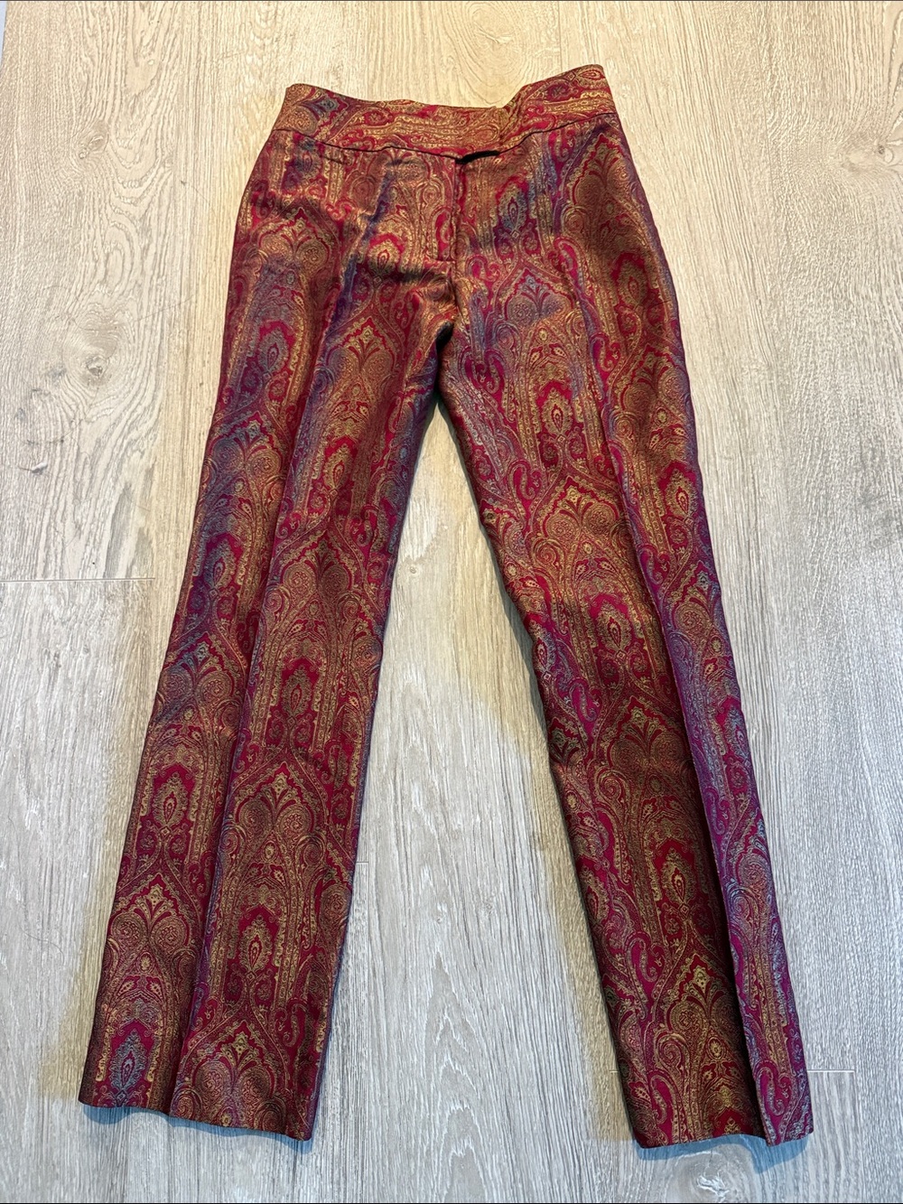 Vintage INC International Concepts Red and Gold Paisley Dress Pants